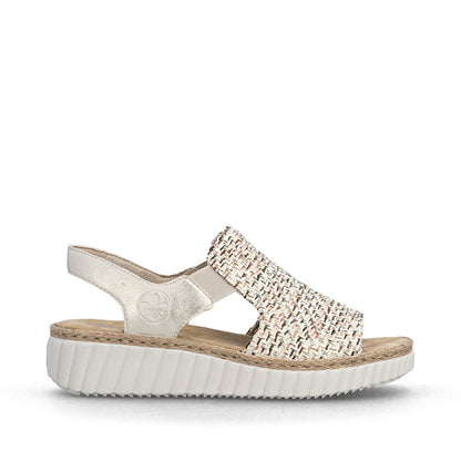 Rieker Ladies High Front Woven Fabric Sandal