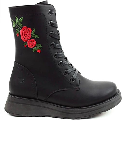 Heavenly Feet Martina Ladies Rose Trim Ankle Boot