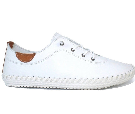 Lunar Ladies St.Ives Leather Lace Up Shoe White
