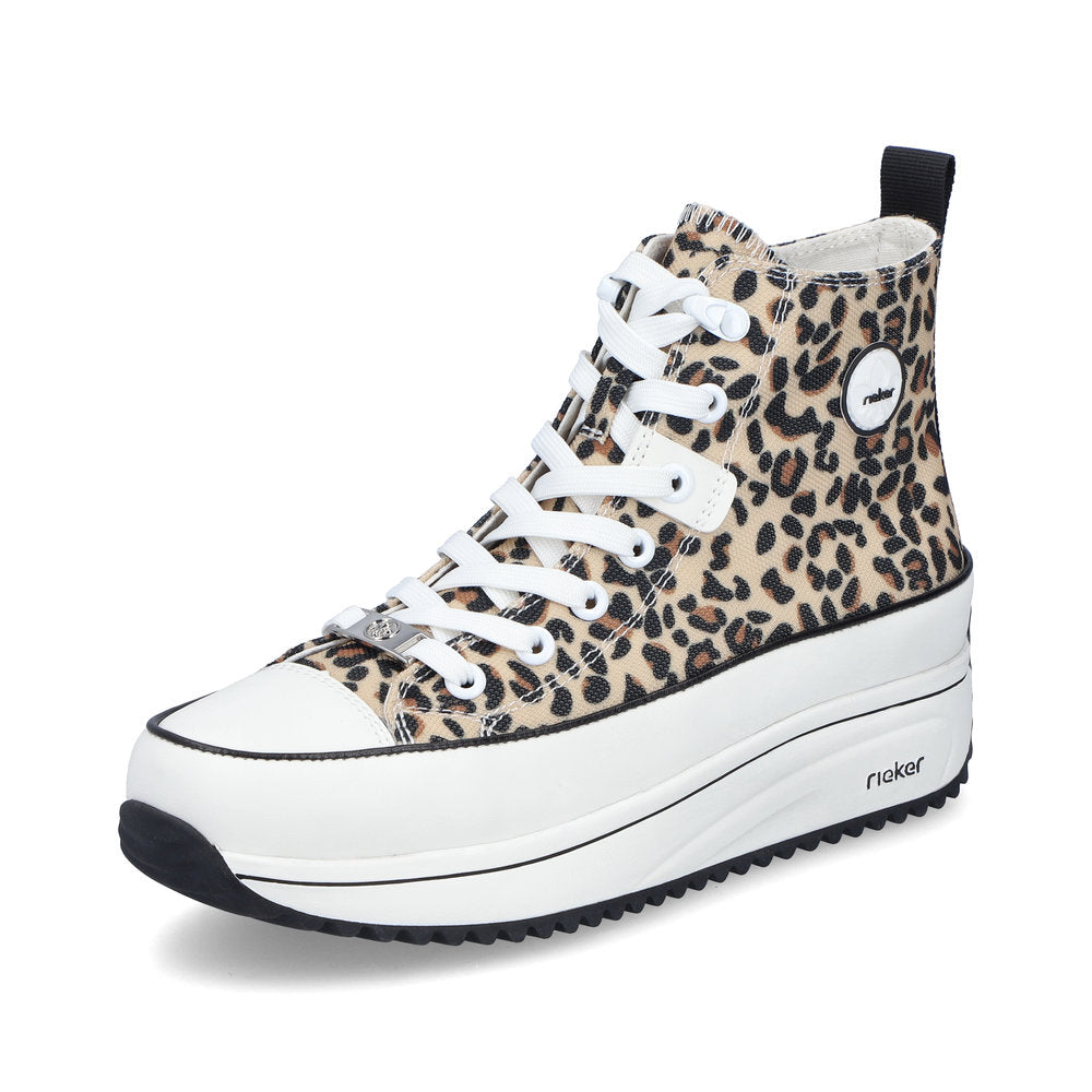 Rieker Ladies Leopard Print Canvas High Top