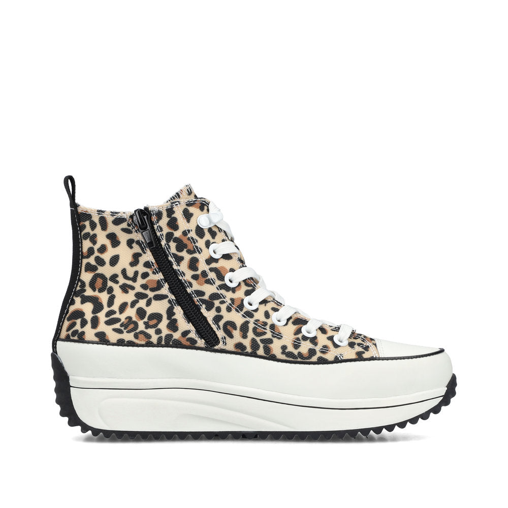 Rieker Ladies Leopard Print Canvas High Top