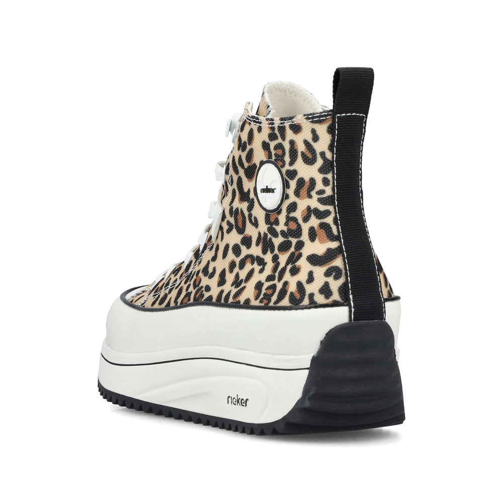 Rieker Ladies Leopard Print Canvas High Top