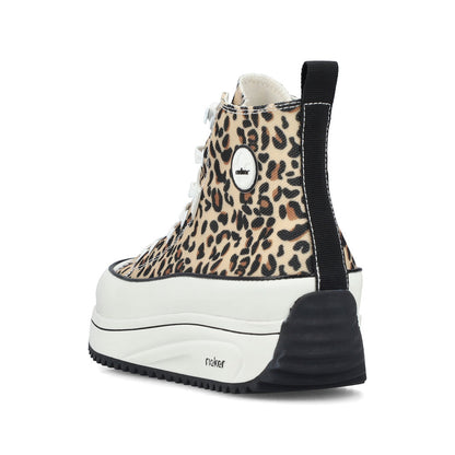Rieker Ladies Leopard Print Canvas High Top