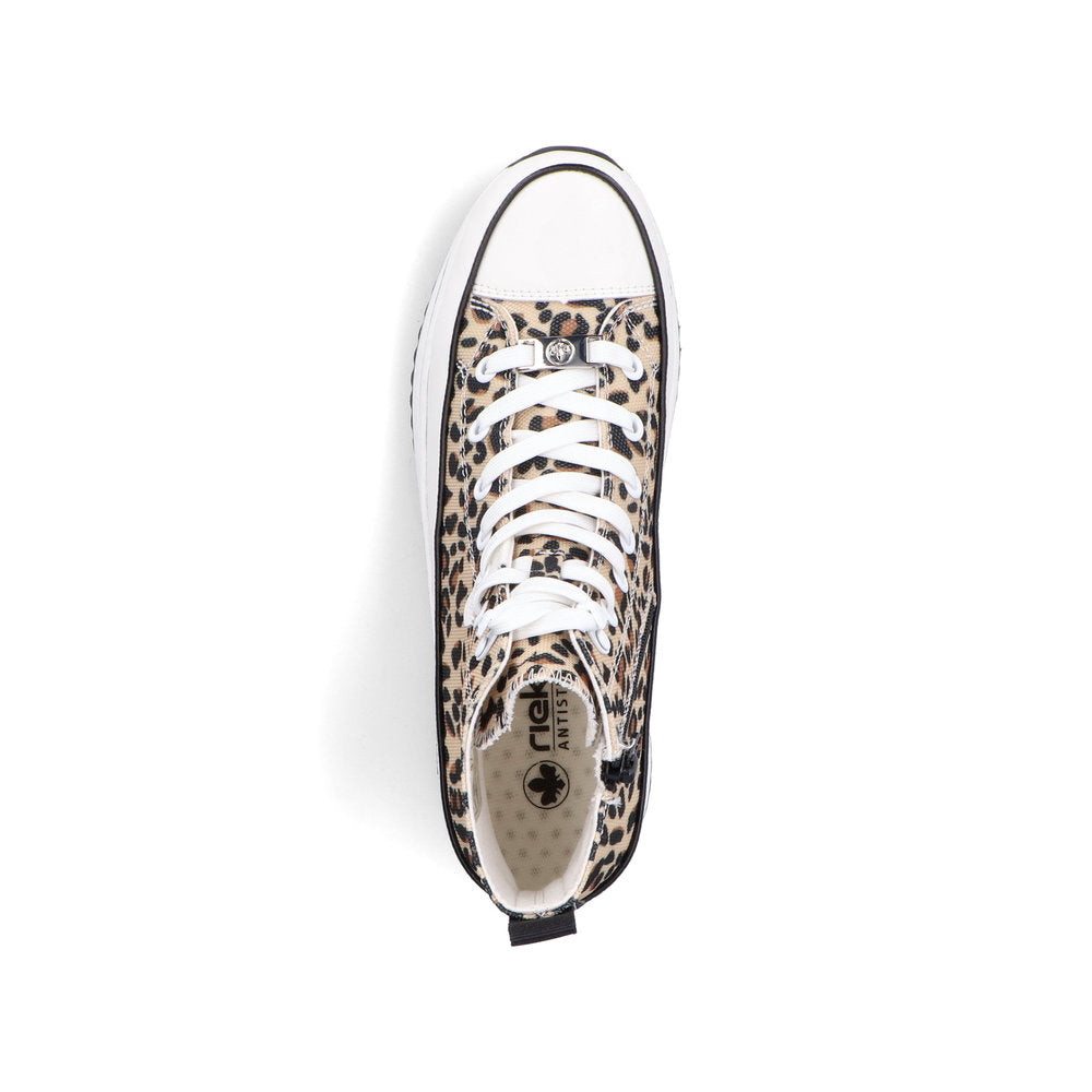 Rieker Ladies Leopard Print Canvas High Top