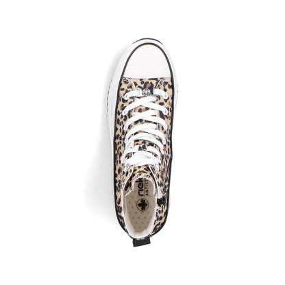 Rieker Ladies Leopard Print Canvas High Top