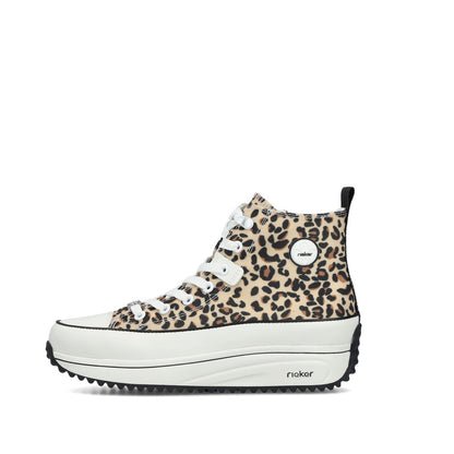 Rieker Ladies Leopard Print Canvas High Top