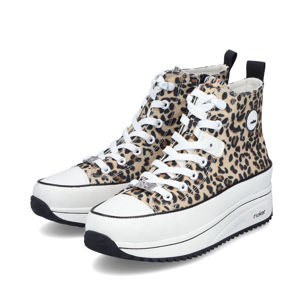 Rieker Ladies Leopard Print Canvas High Top