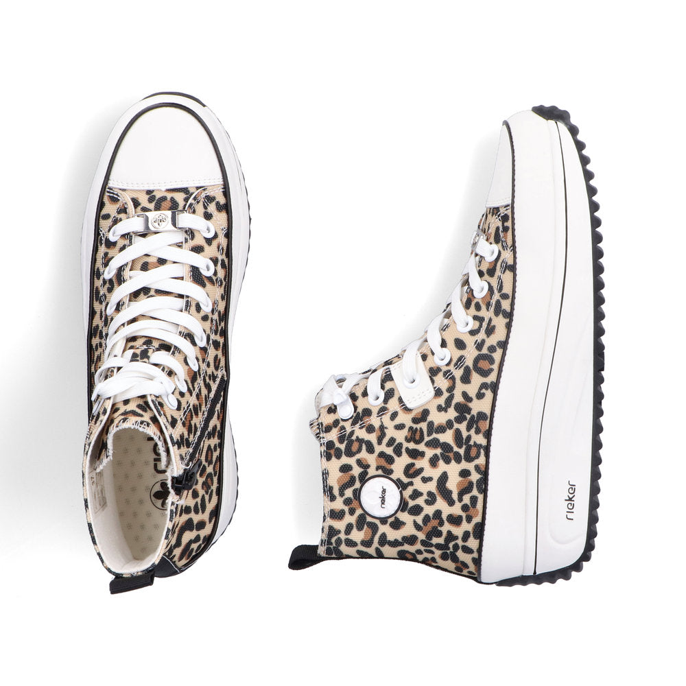 Rieker Ladies Leopard Print Canvas High Top