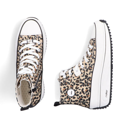 Rieker Ladies Leopard Print Canvas High Top