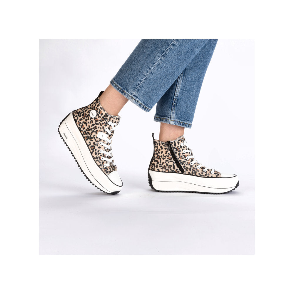 Rieker Ladies Leopard Print Canvas High Top