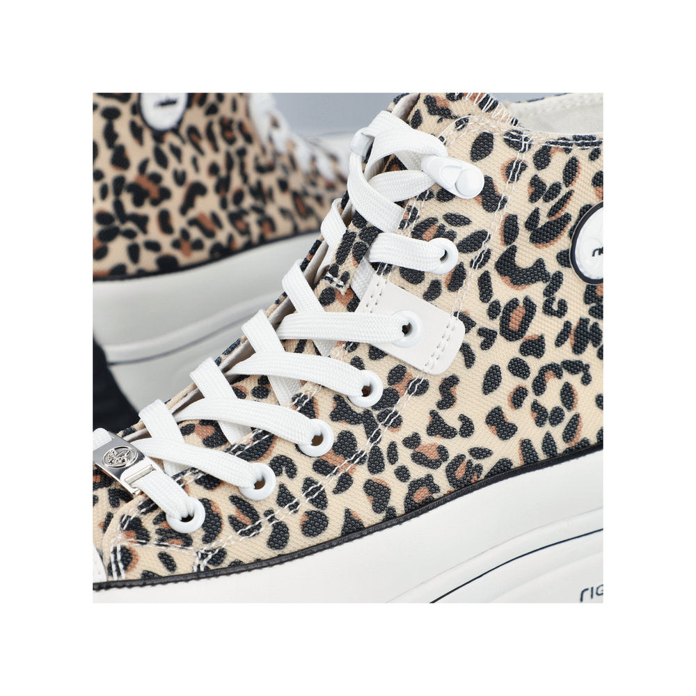 Rieker Ladies Leopard Print Canvas High Top