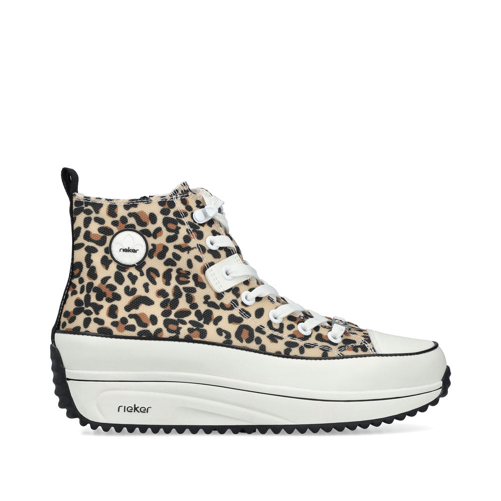 Rieker Ladies Leopard Print Canvas High Top