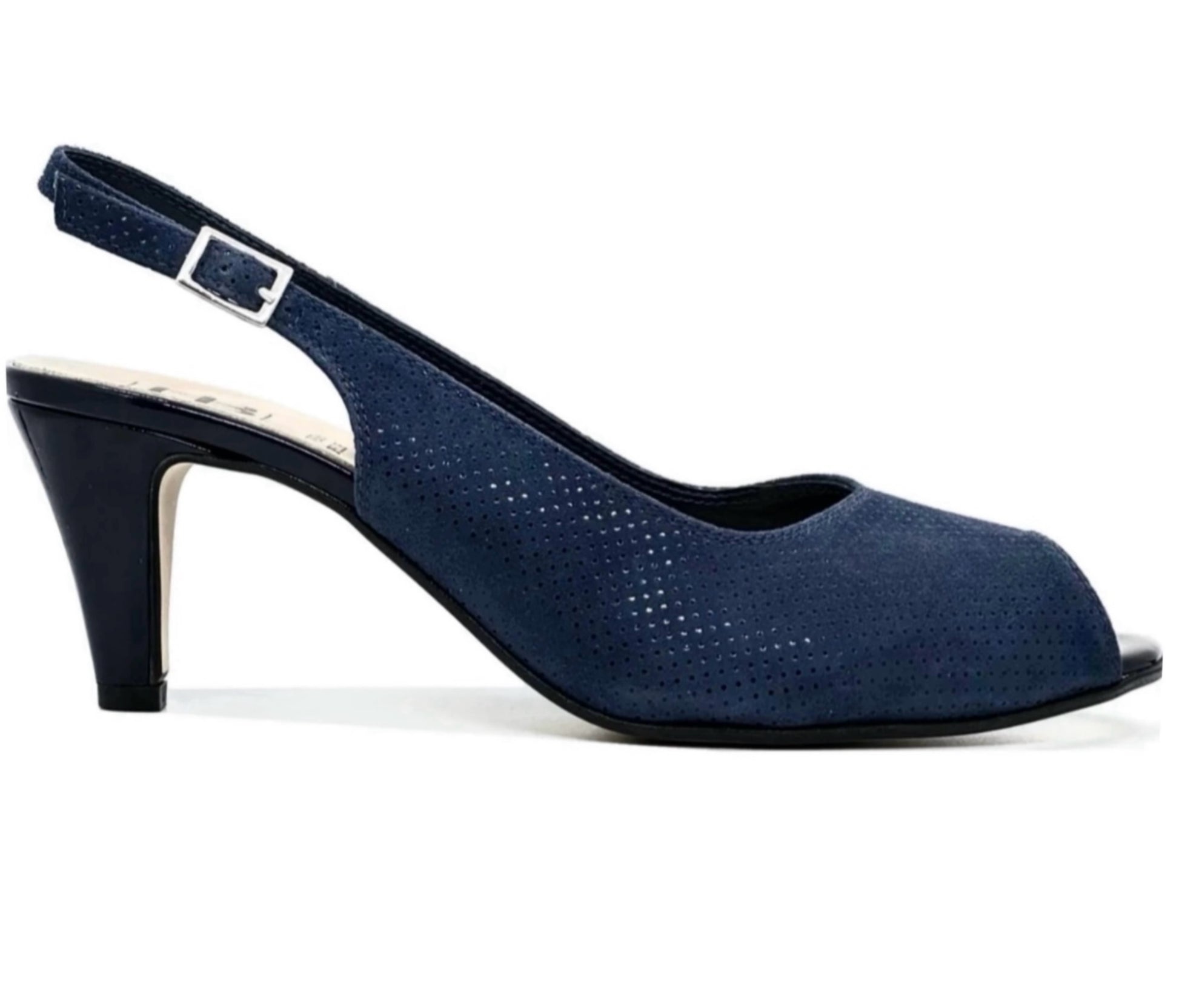 Navy Peep Peep Toe Mid Heel Shoes Peep Toe Navy Blue Low Heel