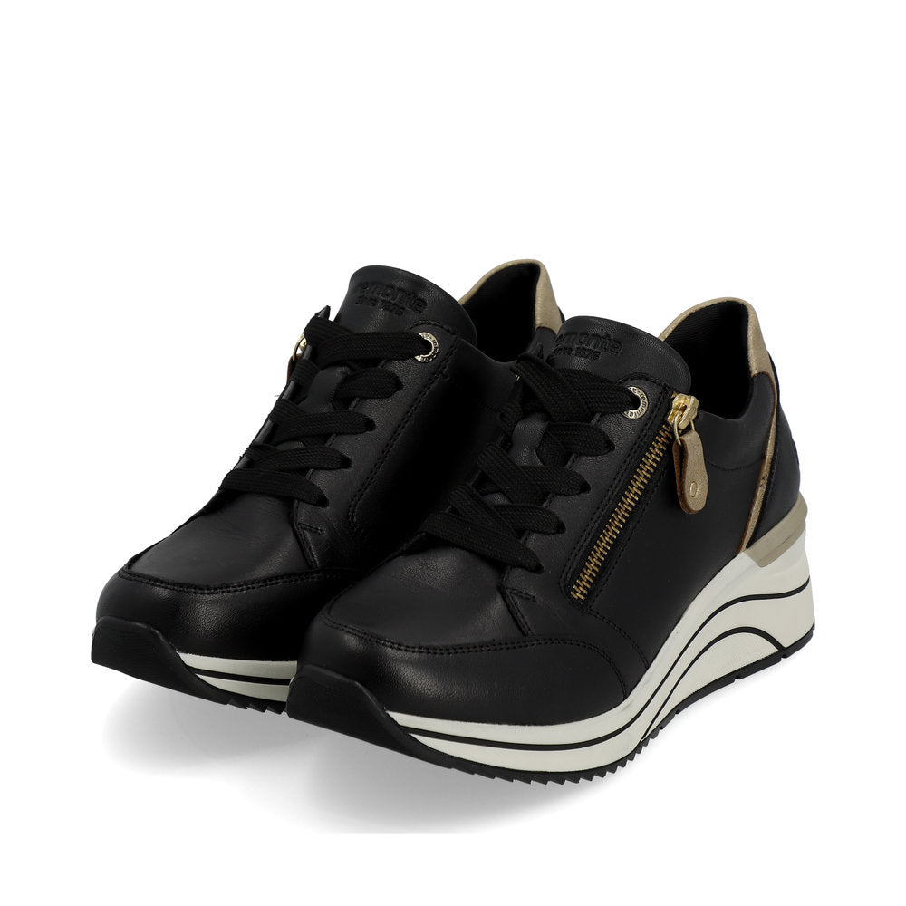 Remonte Ladies Zip Side Wedge Heel Lace Sneaker