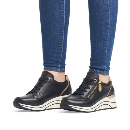Remonte Ladies Zip Side Wedge Heel Lace Sneaker