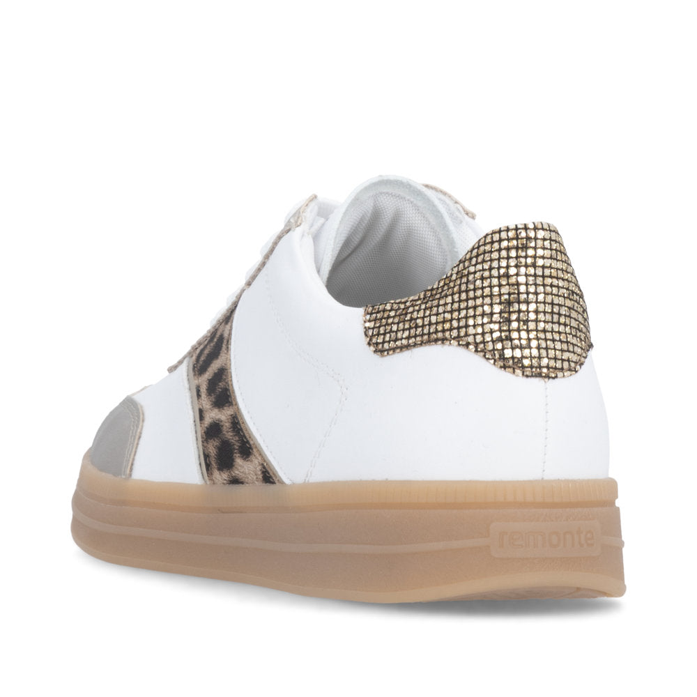 Remonte Ladies Leopard Trim Low Profile Sneaker