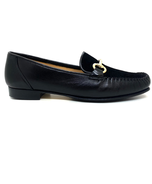 Low Heel Moccasin Loafer With Gold Trim