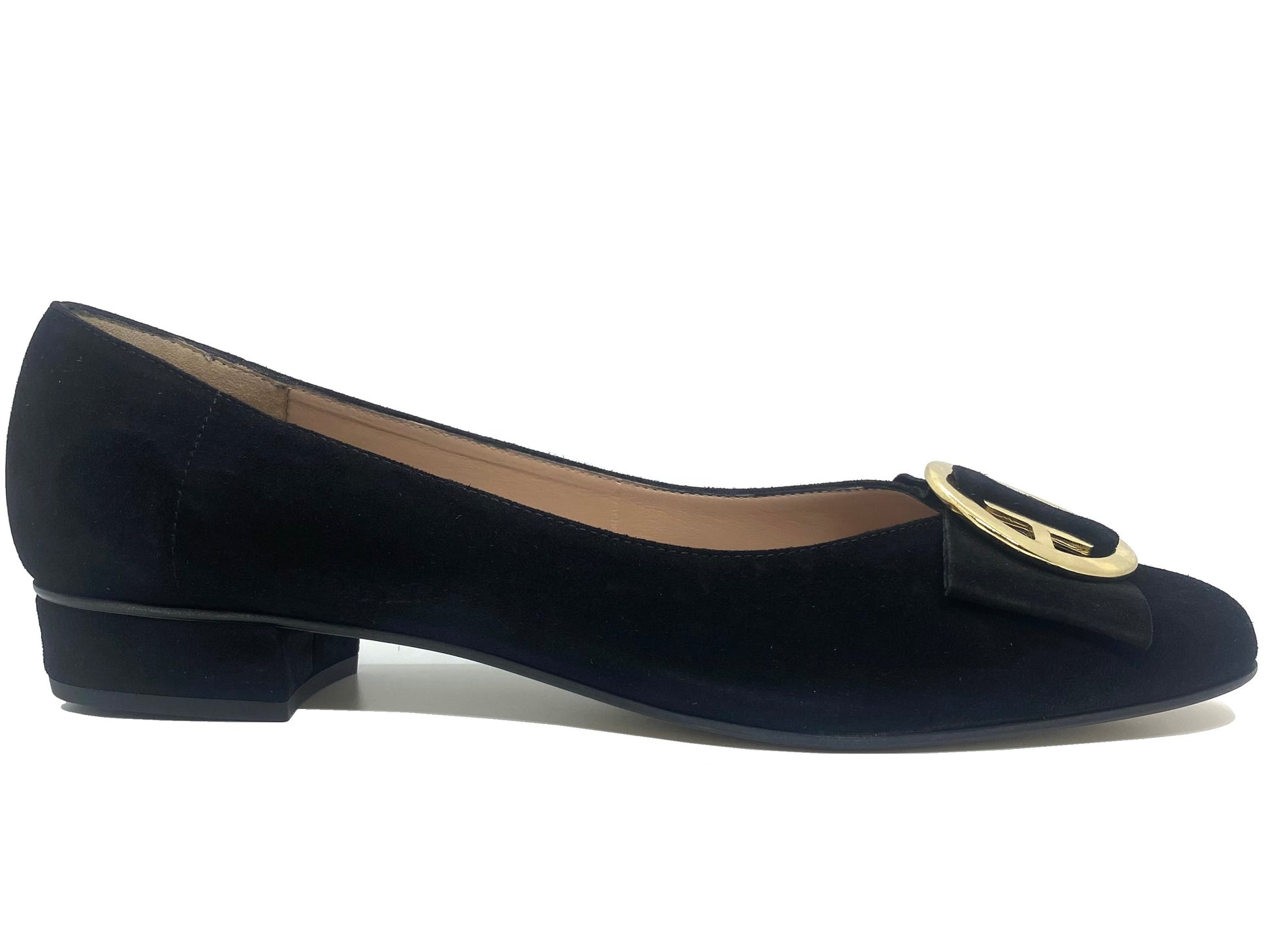 June Low Heel Pump Shoe with Gold Buckle Detail 36