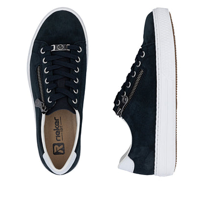 Rieker Ladies Suede Upper Zip Side Lace Up Sneaker