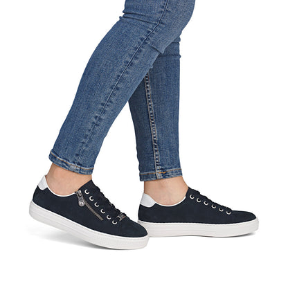 Rieker Ladies Suede Upper Zip Side Lace Up Sneaker