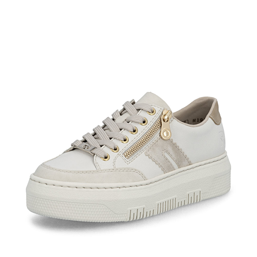 Rieker Ladies Flatform Zip Side Lace Up Sneaker
