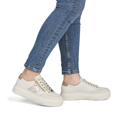 Rieker Ladies Flatform Zip Side Lace Up Sneaker