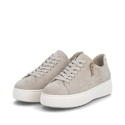 Rieker Ladies Reptile Print Zip Side Lace Up Sneaker