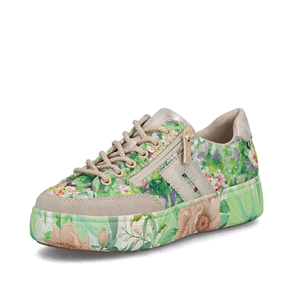 Rieker Ladies Floral Print Feature Sole Lace Sneaker