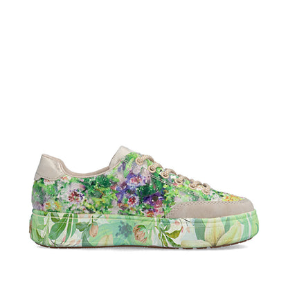 Rieker Ladies Floral Print Feature Sole Lace Sneaker