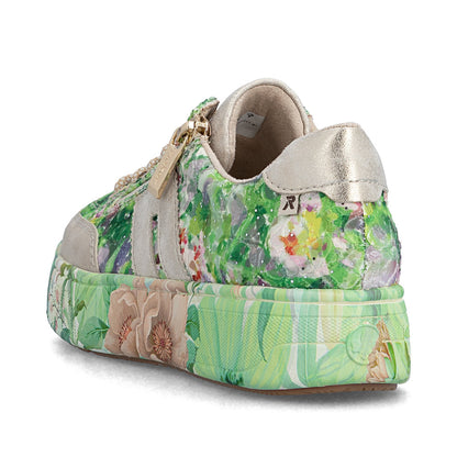 Rieker Ladies Floral Print Feature Sole Lace Sneaker