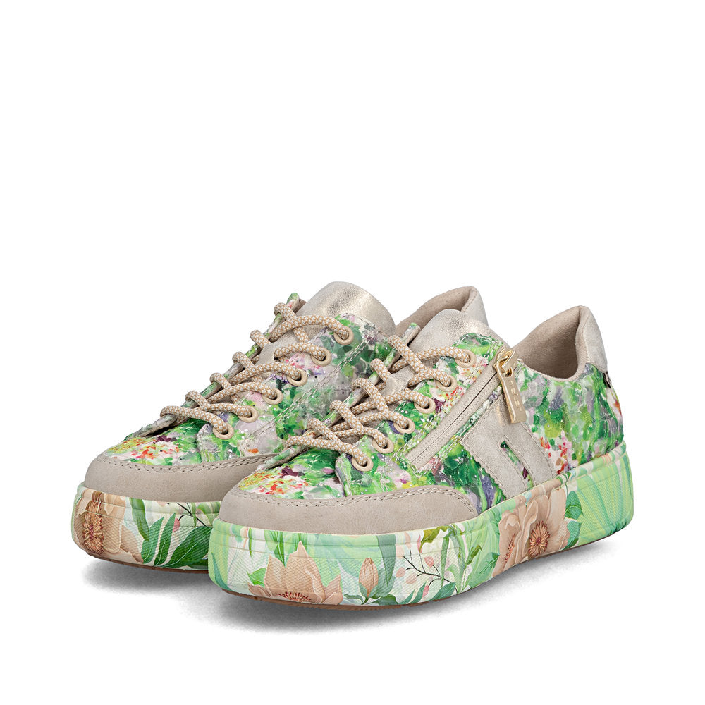 Rieker Ladies Floral Print Feature Sole Lace Sneaker
