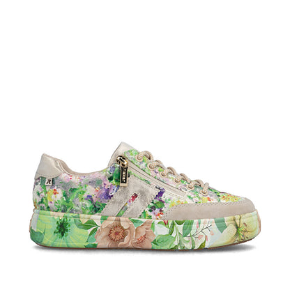 Rieker Ladies Floral Print Feature Sole Lace Sneaker
