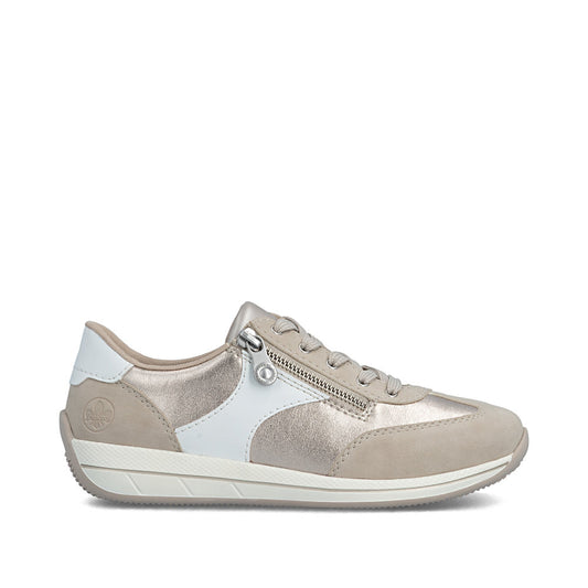 Rieker Ladies Wide Fit Zip Side Lace Up Sneaker