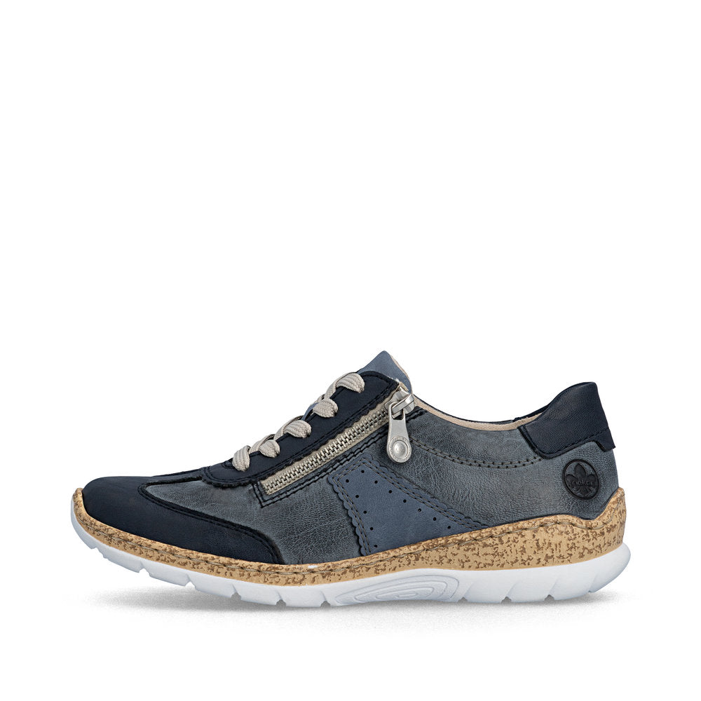 Rieker Ladies Lightweight Zip Side Lace Casual Shoe.