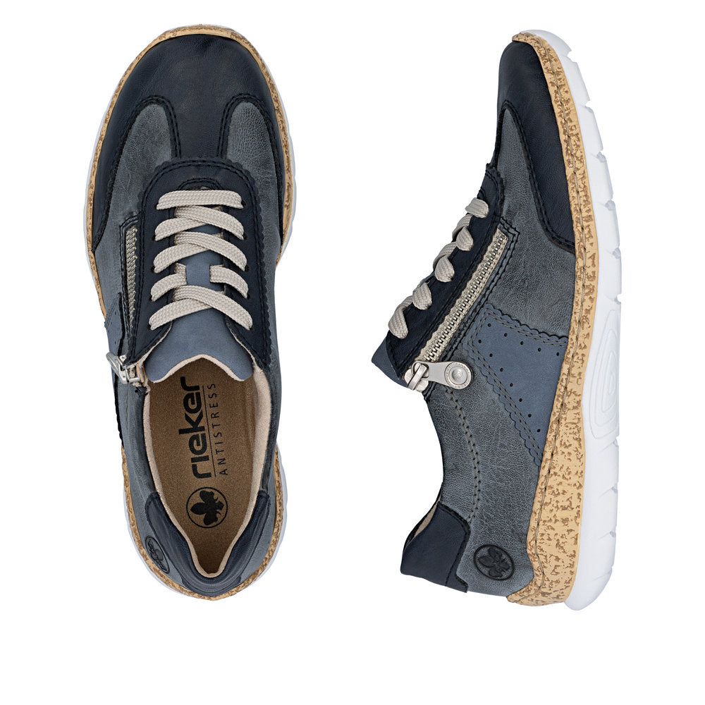 Rieker Ladies Lightweight Zip Side Lace Casual Shoe.