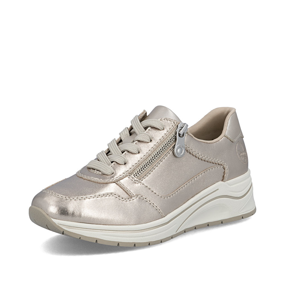 Rieker Ladies Metallic Leather Wedge Heel Sneaker