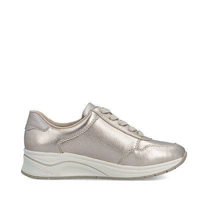 Rieker Ladies Metallic Leather Wedge Heel Sneaker