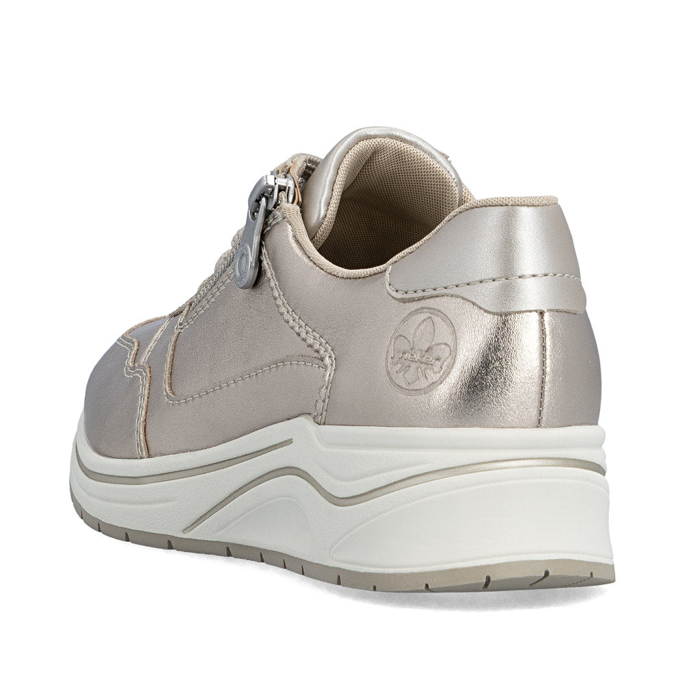 Rieker Ladies Metallic Leather Wedge Heel Sneaker