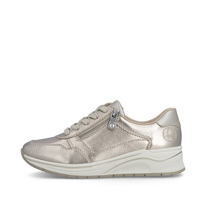 Rieker Ladies Metallic Leather Wedge Heel Sneaker