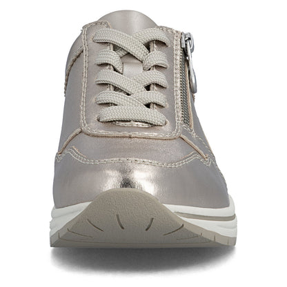 Rieker Ladies Metallic Leather Wedge Heel Sneaker