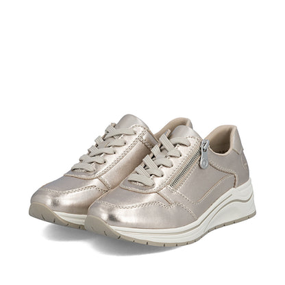 Rieker Ladies Metallic Leather Wedge Heel Sneaker