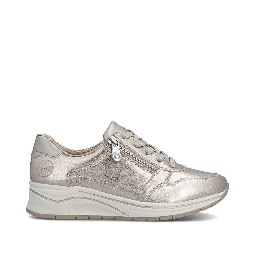 Rieker Ladies Metallic Leather Wedge Heel Sneaker