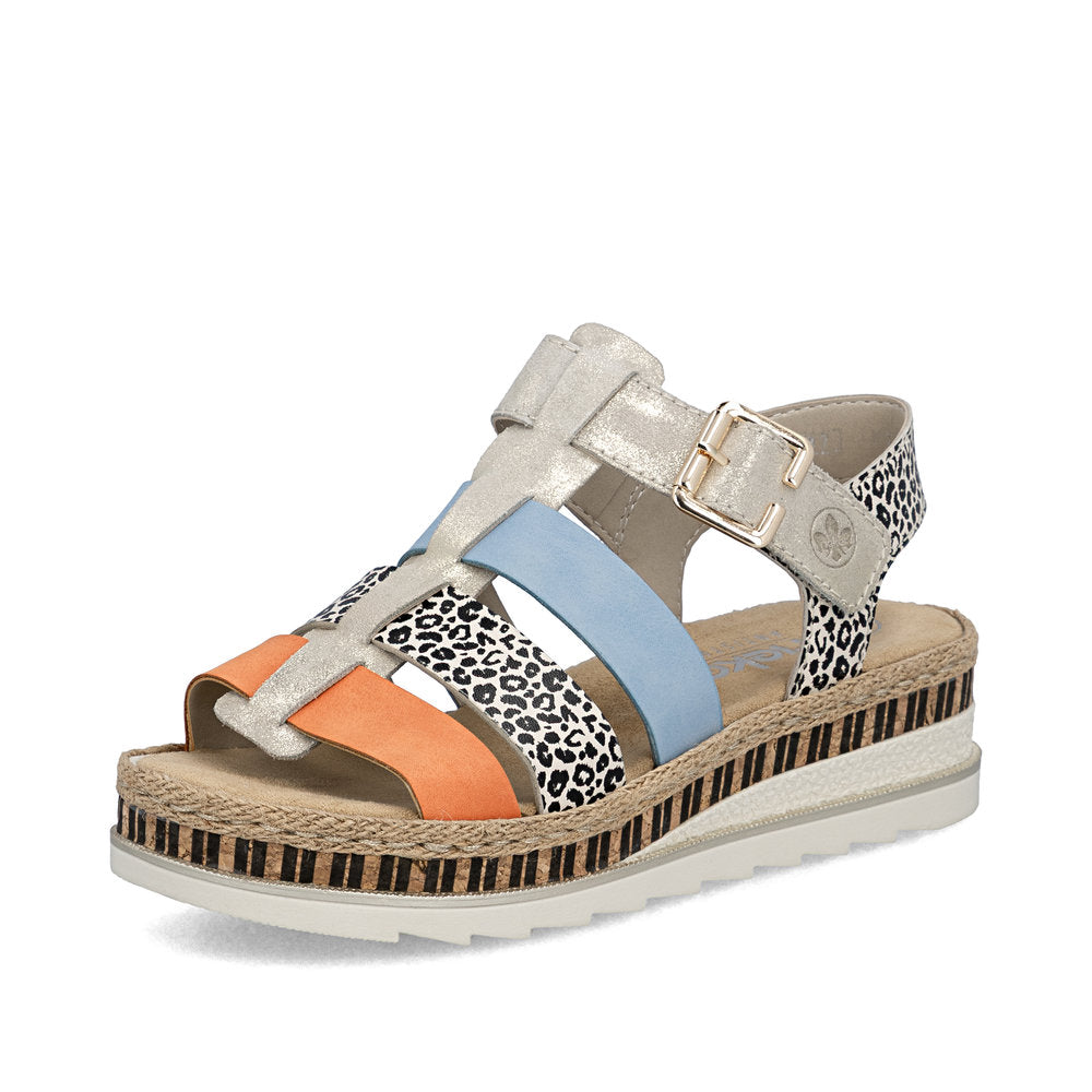 Rieker Ladies Multi Colour Flatform Sandal