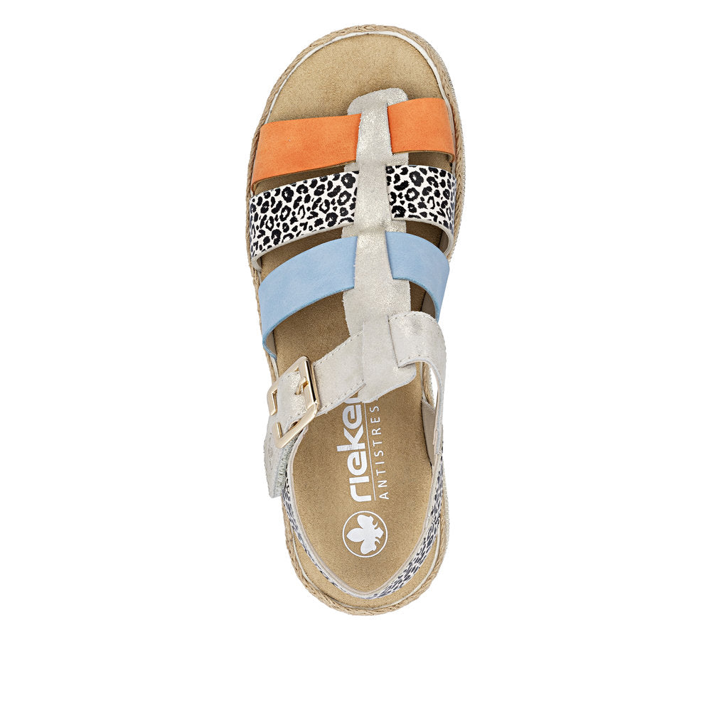 Rieker Ladies Multi Colour Flatform Sandal