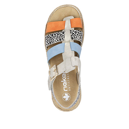 Rieker Ladies Multi Colour Flatform Sandal