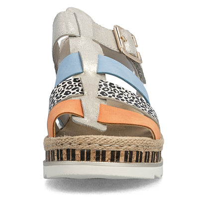 Rieker Ladies Multi Colour Flatform Sandal
