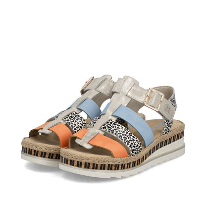 Rieker Ladies Multi Colour Flatform Sandal