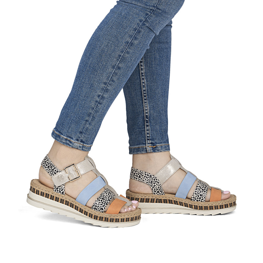 Rieker Ladies Multi Colour Flatform Sandal