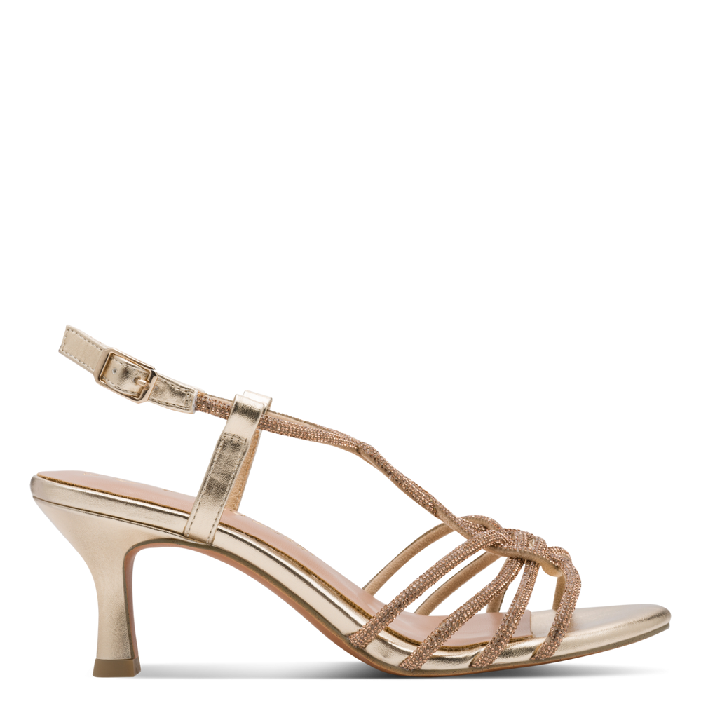 Marco Tozzi Strappy Crystal Mid Heel Sandal