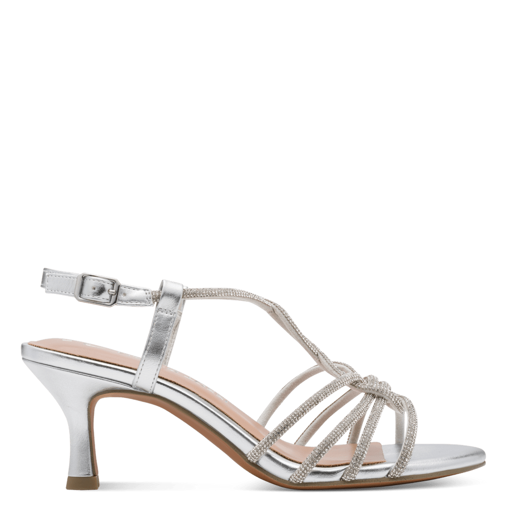 Marco Tozzi Strappy Crystal Mid Heel Sandal